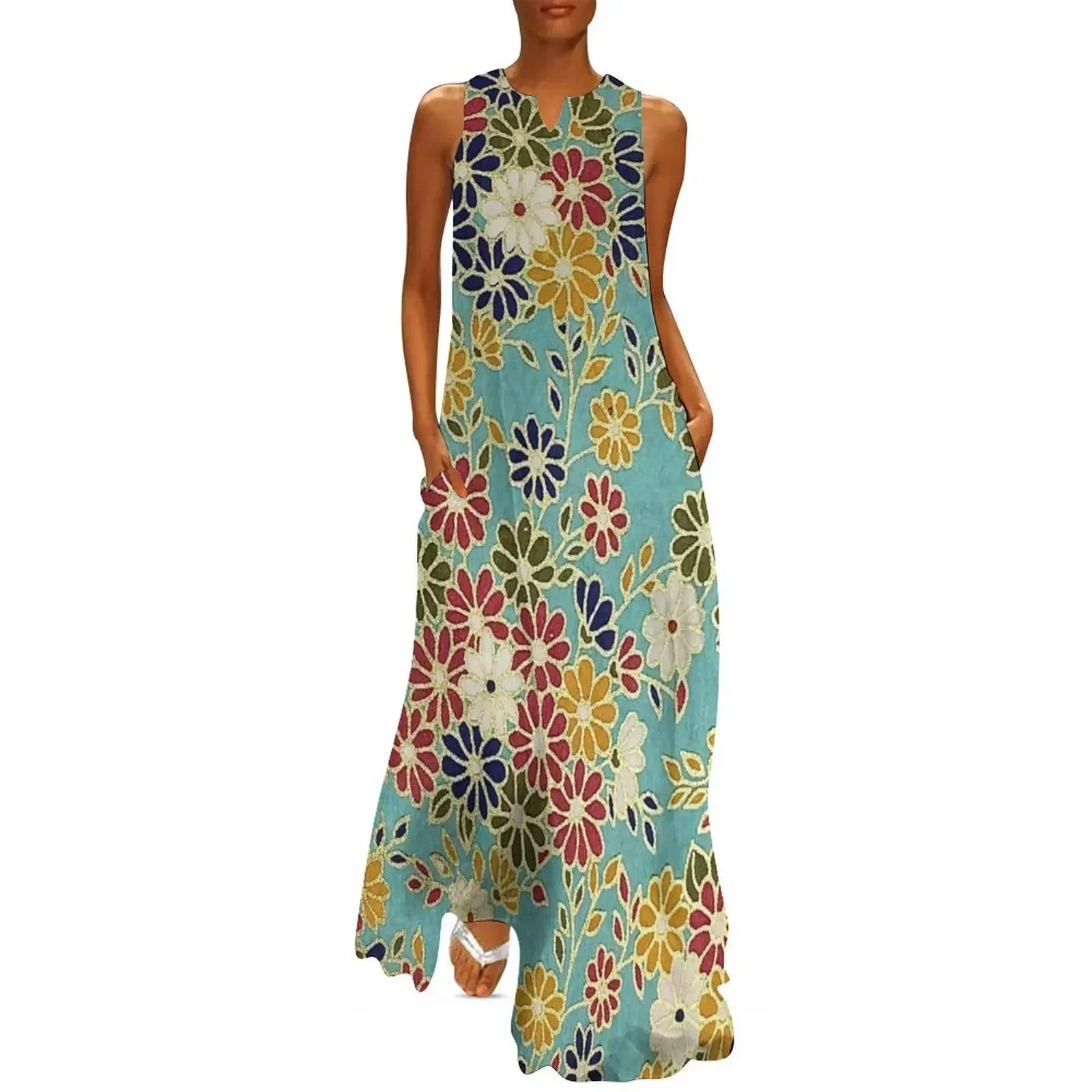 

Antique Floral Design Long Dress elegant women's sets long sleeve dress Dresses gala Party dresses Dress