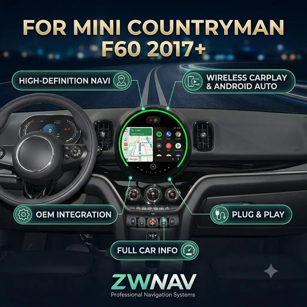 ZWNAV Car Upgrade 11.8'' Android Car Radio GPS Navigation Multimedia Carplay Auto Stereo For MINI Countryman F60 2017+ NBT EVO