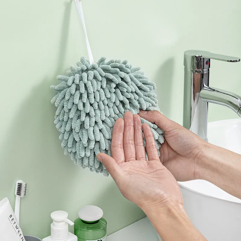 Chenille Hand Towel Ball Microfiber Super Soft Quick-drying Wipe Cloth for Home Bathroom Kitchen Thickened Velvet Sponge Towels