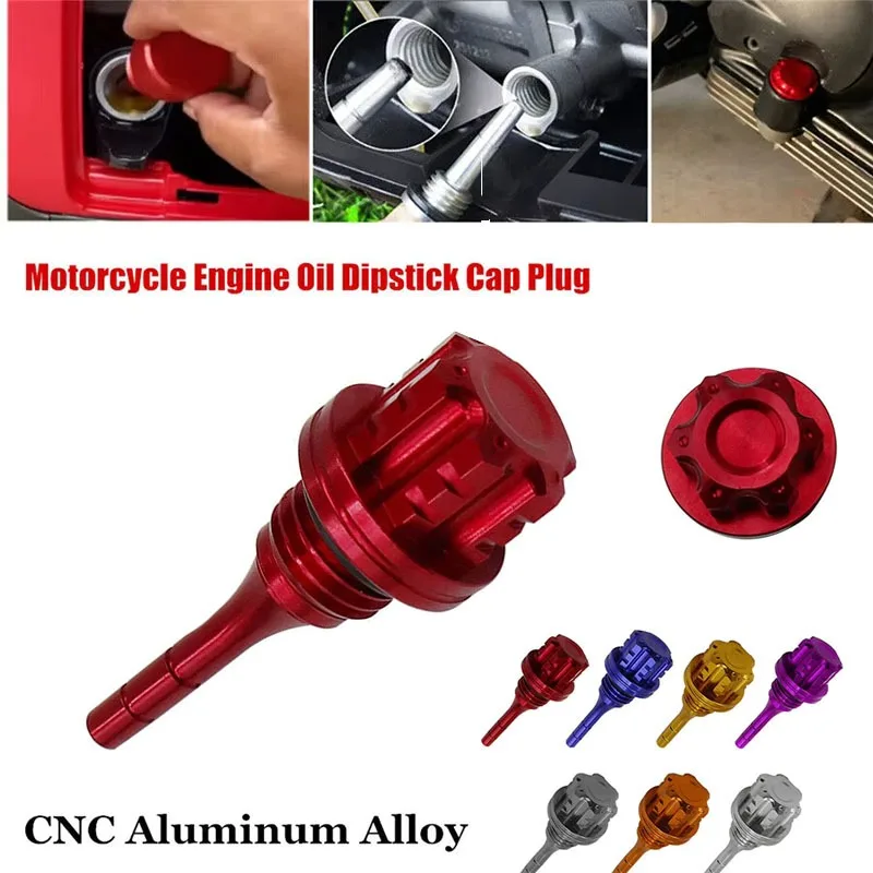 Motorcycle Engine Oil Dipstick Filler Cap Plug CNC Aluminum Alloy Motorcycle Accessories for GY6 BWS 125CC