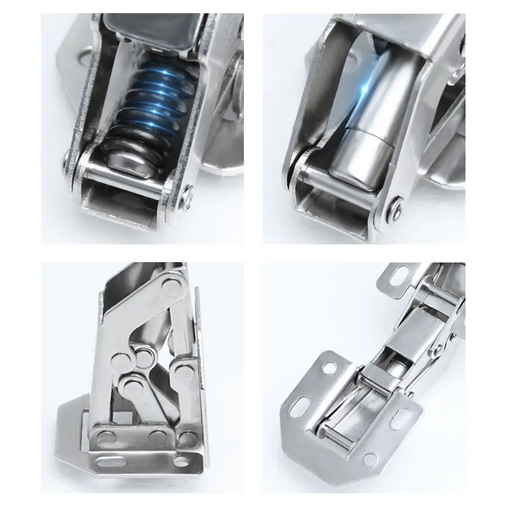 New Stainless Steel Cabinet Door Hinges No Punching Folding Damper Buffer Furniture Hardware Door Concealed Hinges Furniture