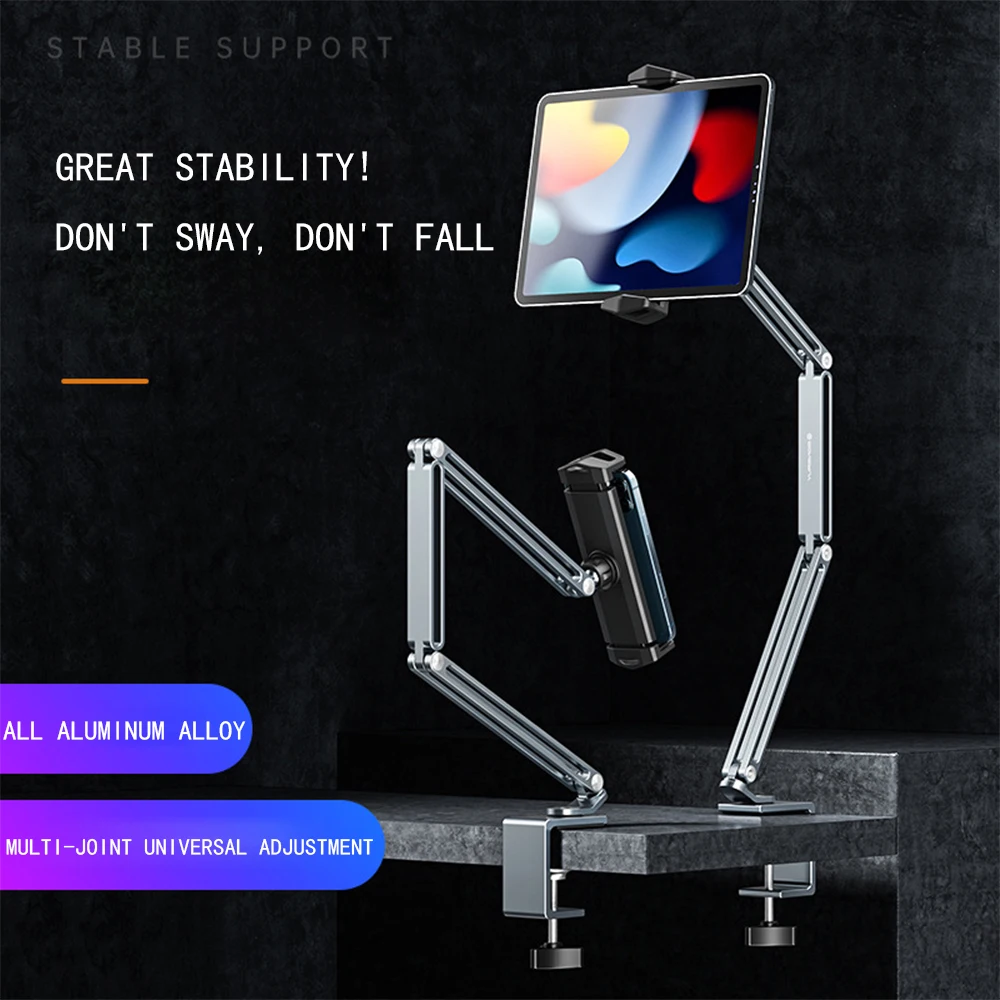 Rotatable Desk Bed Tablet Stand For 4 to 13 inch Tablet Smartphone Aluminum Alloy Holder Bracket Support For iPad Pro Air Mipad