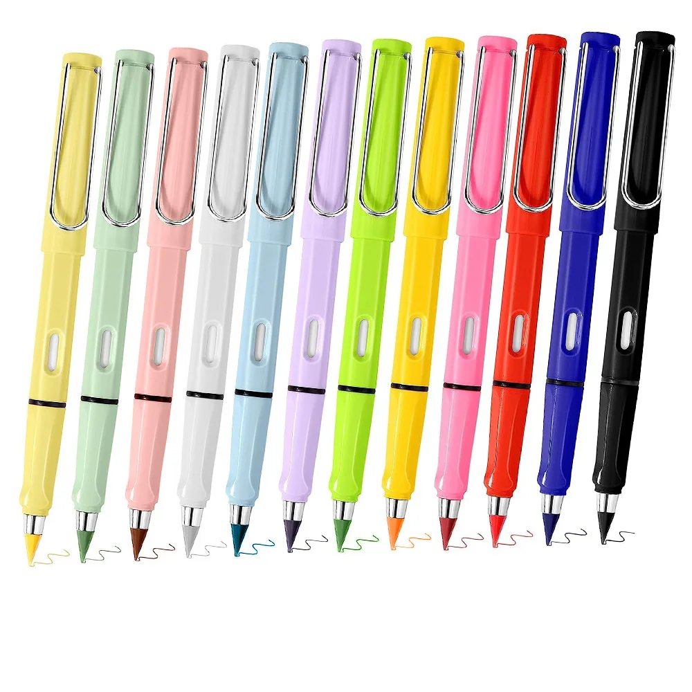 12pcs/set Color Eternal Pencil Can Be Wiped Magic Replace Head Eco Friendly Student Painting Kids Gift Draw School Supply Gifts