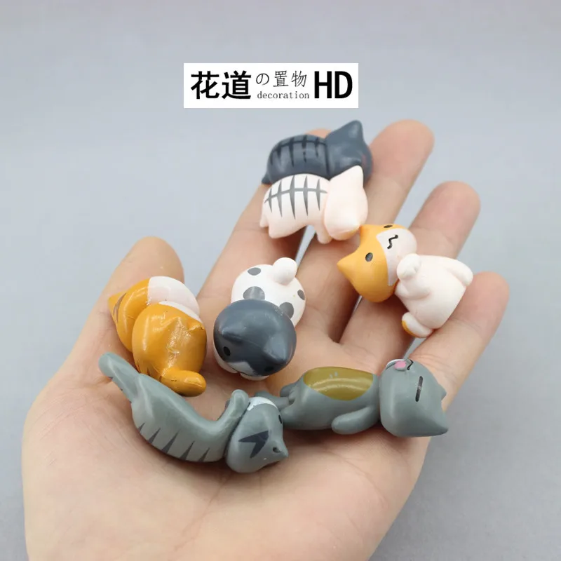 ZAKKA Grocery-Creative Succulent Decorative Cheese Cat, Fortune Cat, Moss Landscape Flower Pot, Hanging Ornaments, 6 Pieces