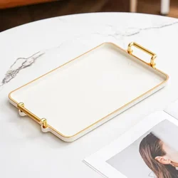 Light luxury tray household  rectangular  cosmetics  storage  tray  living  room  water cup storage hotel apartment storage tray