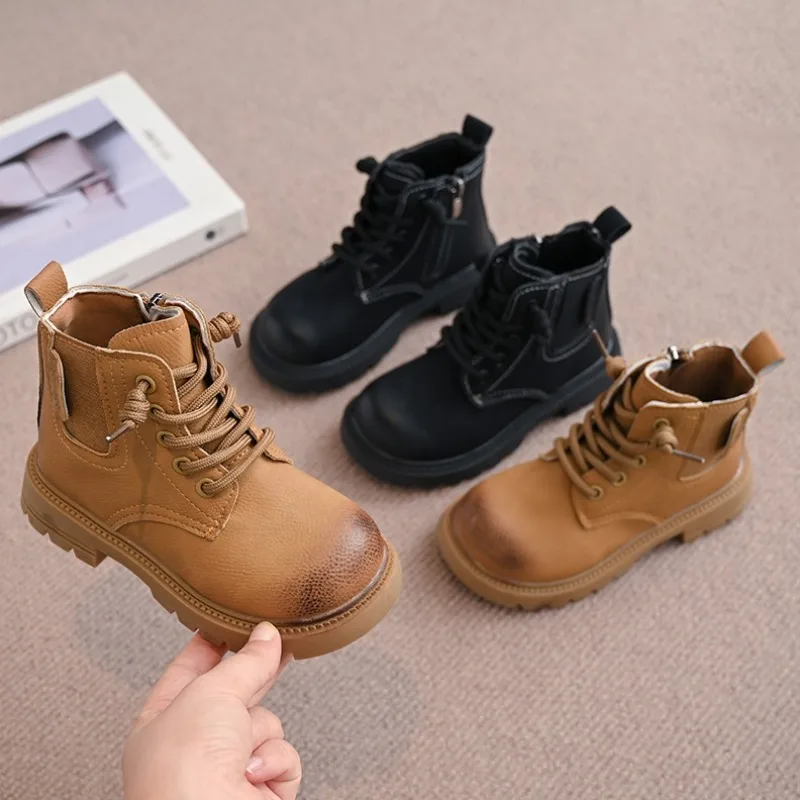 Botas para niños, Botas cálidas de felpa Para niños y niñas, zapatos casuales de cuero de moda Para niños, botines Para niñas, Botas Para Niñas
