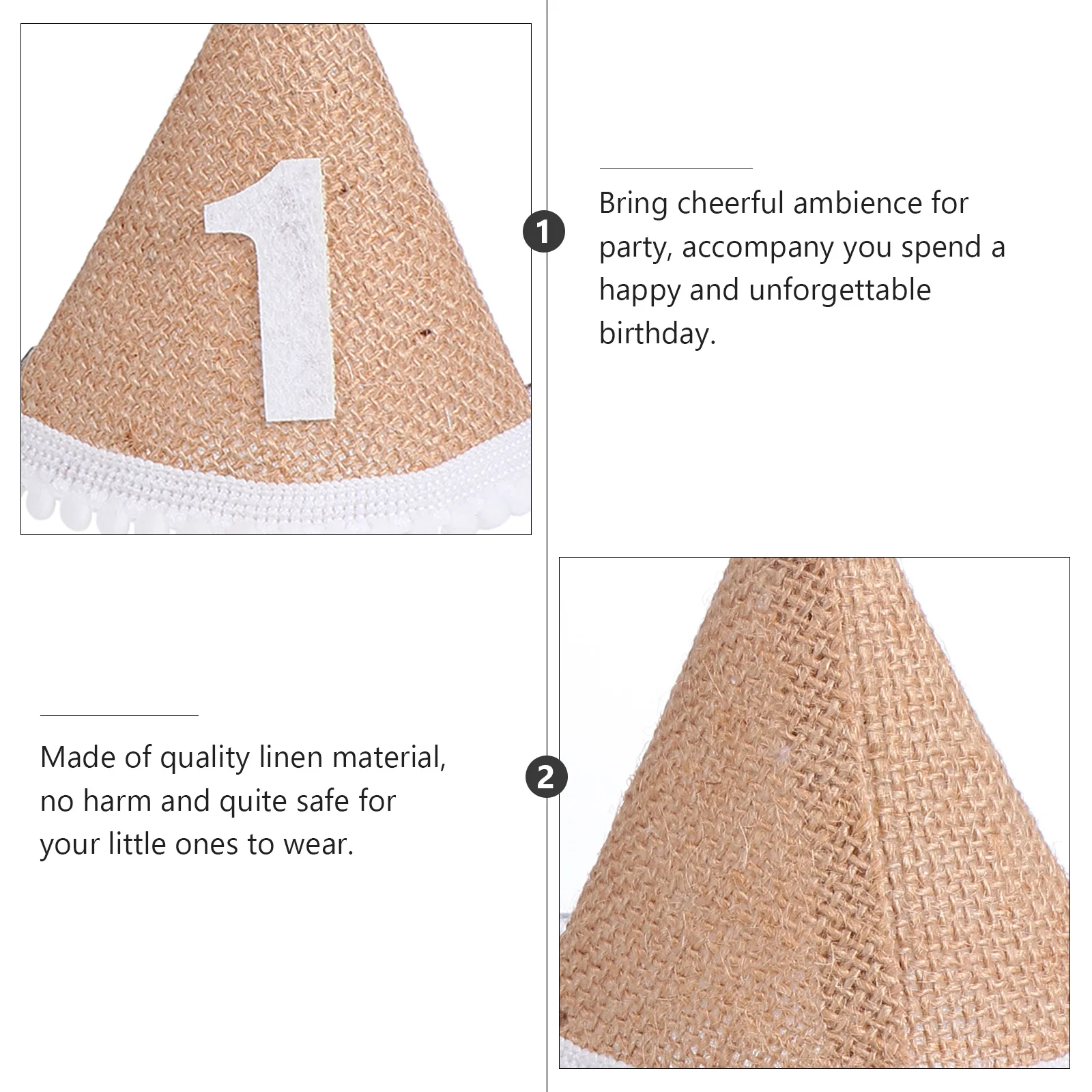 

1pc 1St Party Hat Linen Headwear Birthday Hat Photography Prop Party Decoration 1St Birthday Cap For Shower
