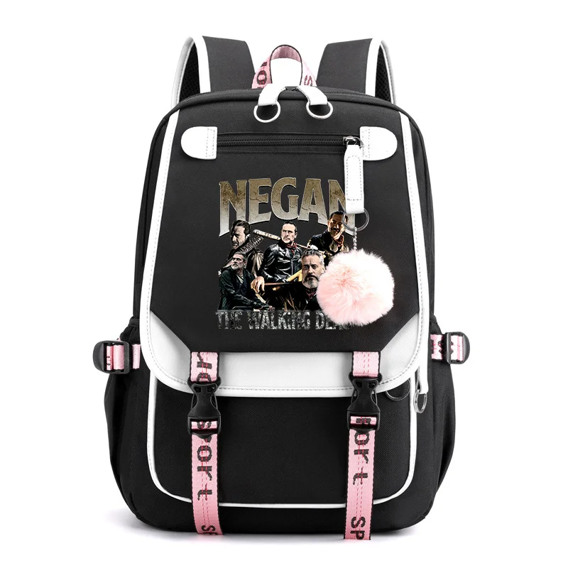 Novo padrão negan mochila adolescente moda rua legal mochila negan harajuku usb zíper mochilas