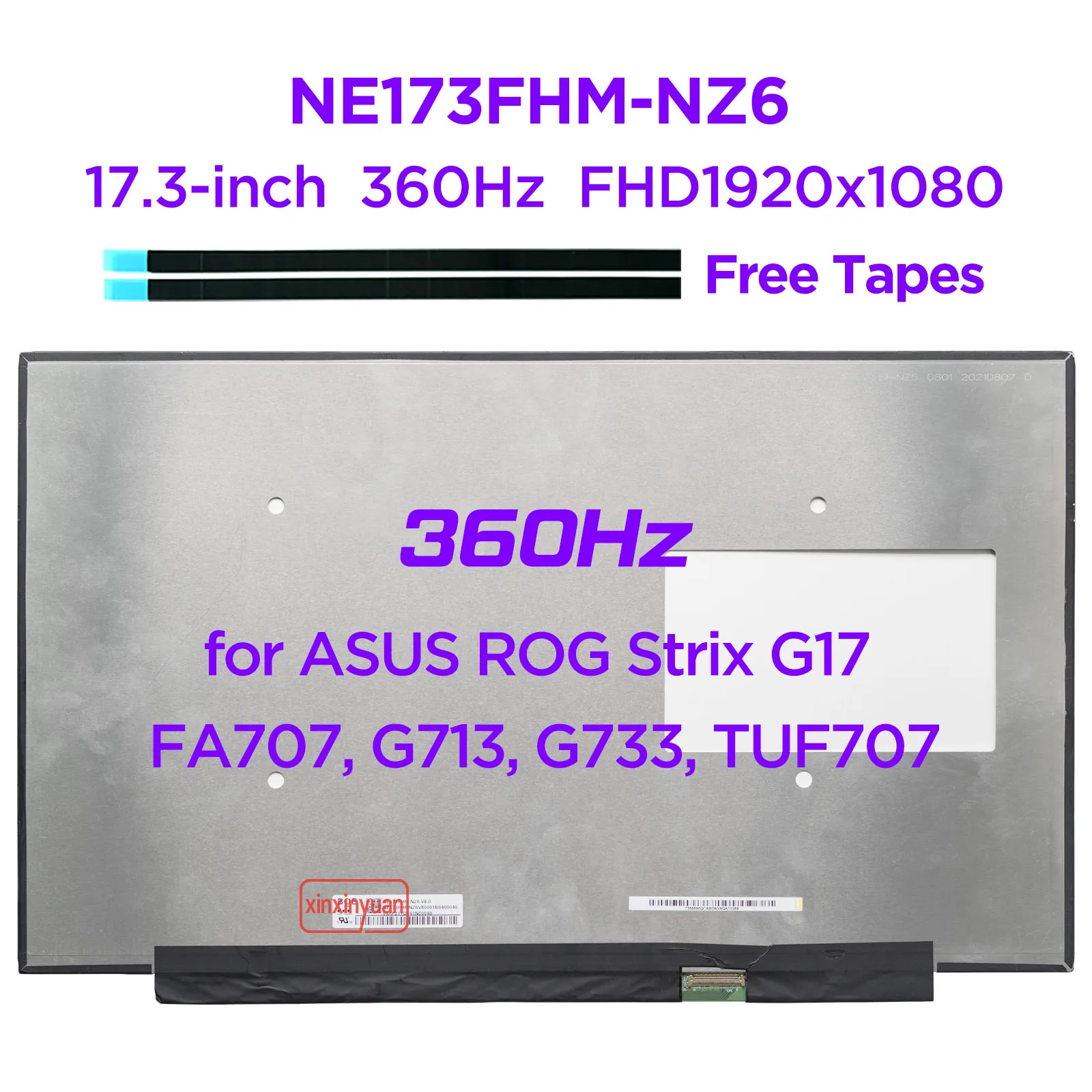 17.3 360Hz Laptop LCD Screen NE173FHM-NZ6 fit B173HAN05.4 for ASUS G17 G713 G733 FA707 TUF707 1920x1080 Display Panel 40pins eDP