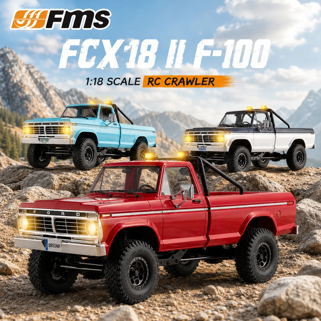 FMS New 1/18 FCX18 II F-100 RC Car Brushed RTR 4WD Off-Road Crawler Pickup Remote Control Vehicle Hobby Simulation Model Toy