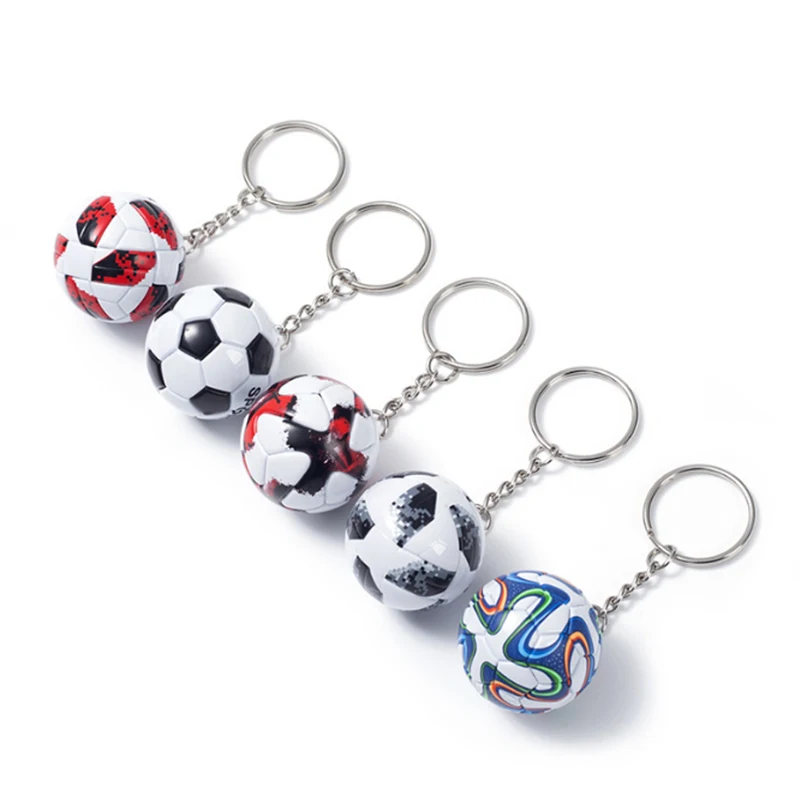 1PC PU Leather 3D Football Souvenir Key Chain Men Women Soccer Fans Keychain Bag Pendant Key Ring Boyfriend Gift Accessories