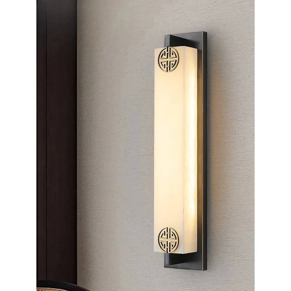 

New Chinese style wall lamp villa living room all copper marble wall lamp background wall lamp 2023 new outdoor waterproof strip