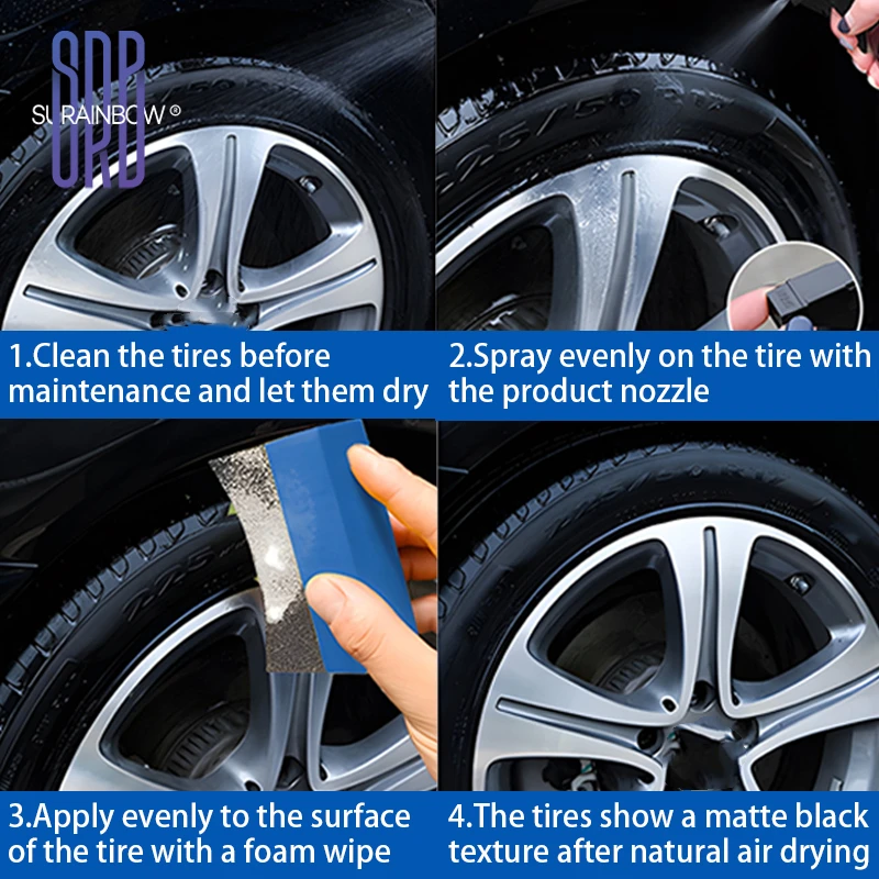 Black Wet Tire Shine,Tire Dressing for Deep Glossy Finish for Protection,Long-Lasting Tire Shine Spray,Fights Cracking and Fadin