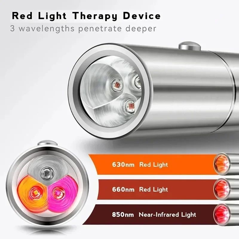 New LED infrared adjustable therapy and beauty pen, rechargeable portable, non removable red therapy flashlight