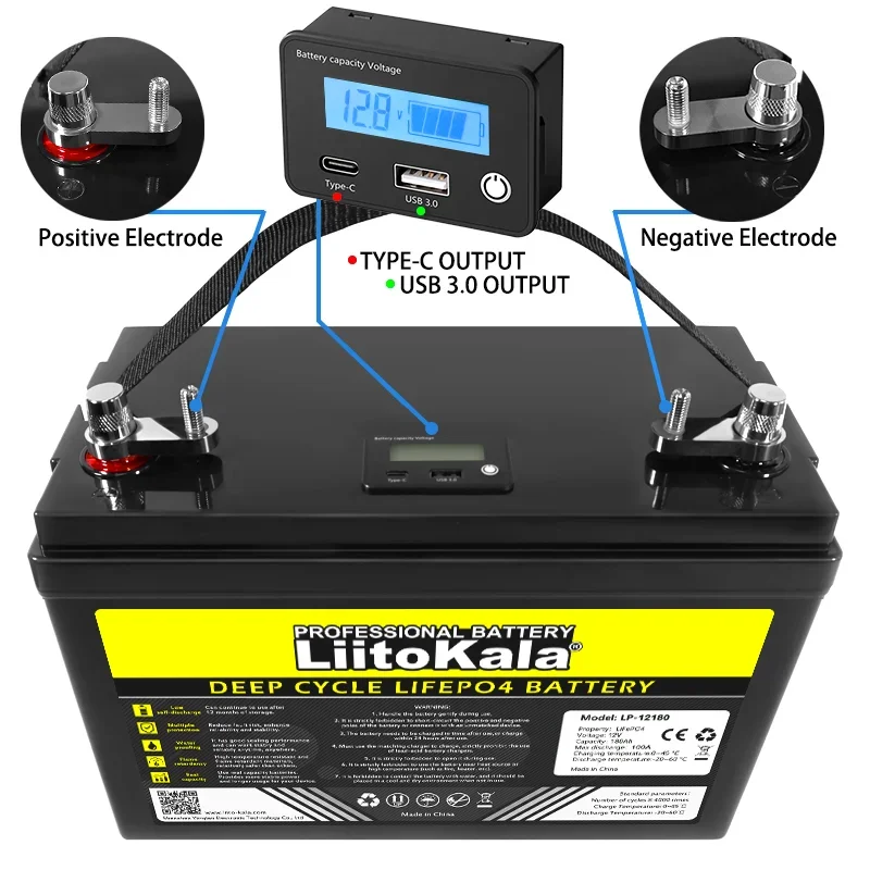 LiitoKala 12V/24V/36V/48V 310Ah 200Ah 180ah 100Ah 120Ah LiFePO4 batería para 4S 8S 10S 16S Solar Touring car carrito de golf sin impuestos