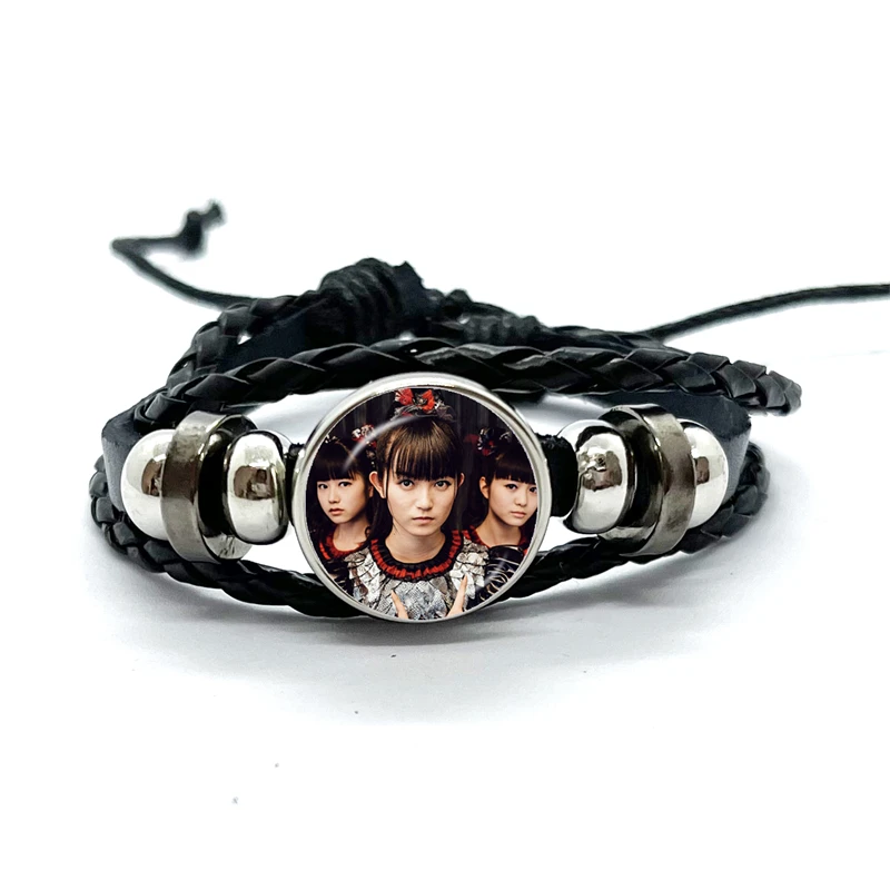 Babymetal Japanese Girl Leather Bracelets Glass Dome Multilayer Braided Bracelets Bangles Handmade Jewelry Gifts