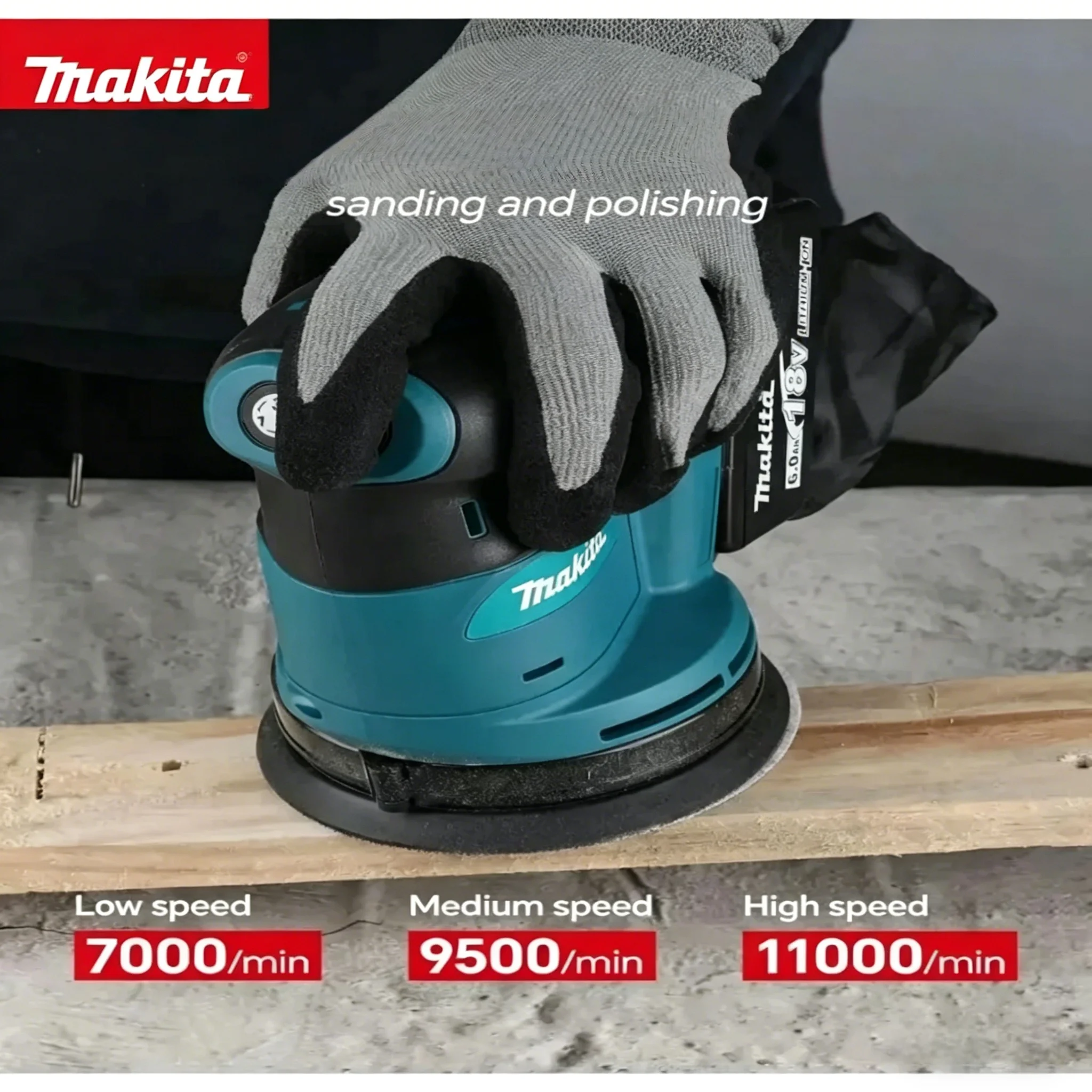 Makita DBO180Z 18V LXT Li-ion Cordless Random Orbit Sander, 125mm, for Woodworking, Sanding & Putty Polishing, Bare Tool Only