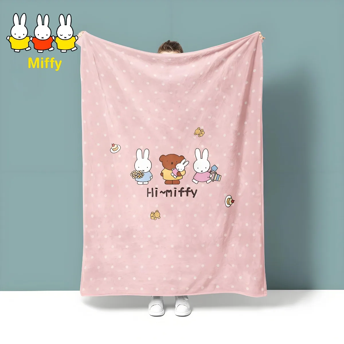 Cute Miffy Blanket Cartoon and Anime Student Nap Air Conditioning Blanket Office Shawl Cover Sofa Blanket