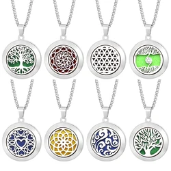Stainless Steel Spiral Open Aromatherapy Pendant Tree of Life Perfume Locket Necklaces Neutral Essential Oil Diffuser Jewelry