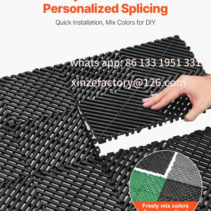 حصيرة تصريف متشابكة قابلة للتخصيص 12 بوصة × 12 بوصة 12/24/40/50/55 قطعة حصير ربط أرضية تصريف PP غير قابلة للانزلاق #5