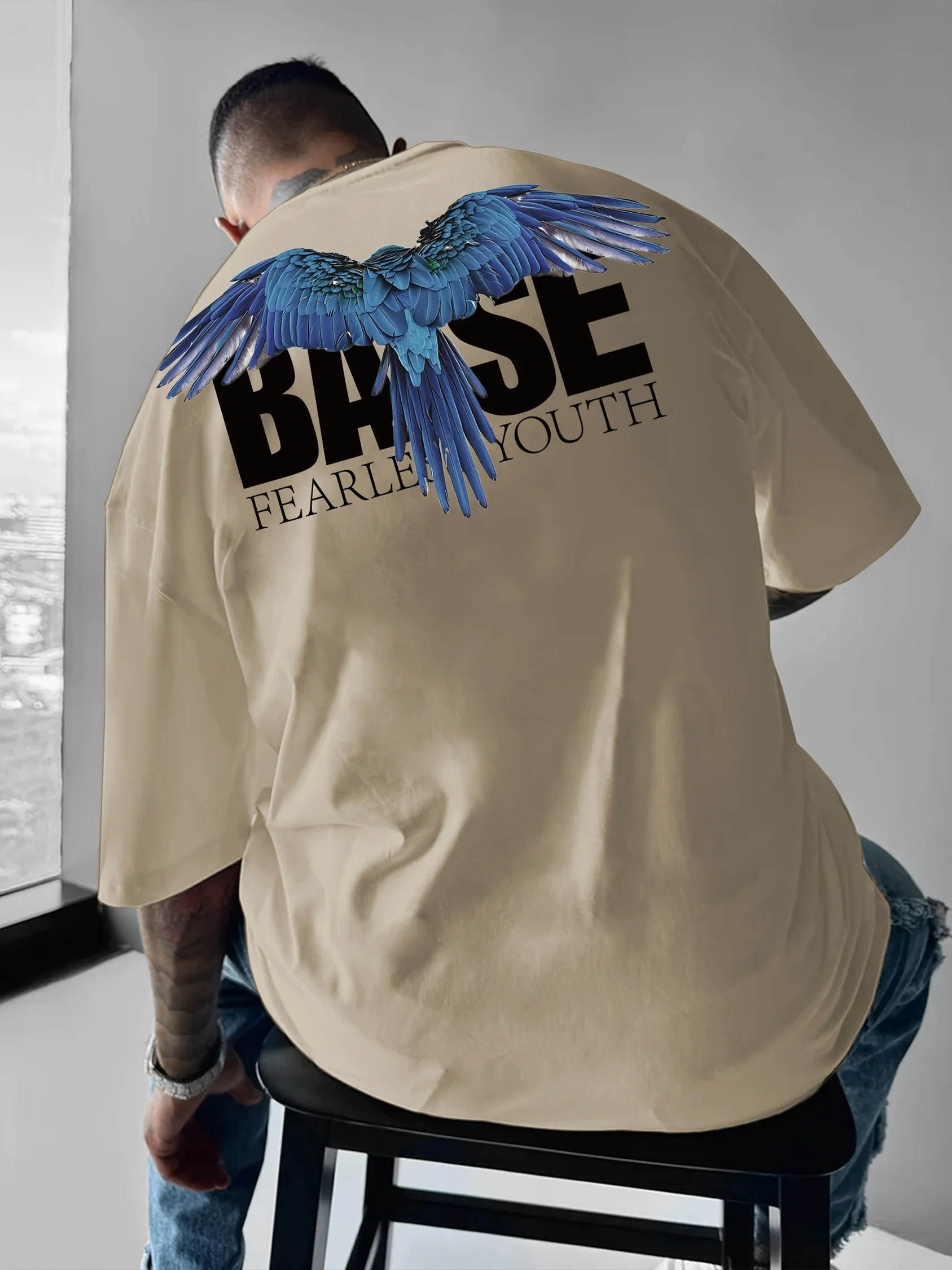 Fearless Youth Blue Eagle Graphic Print on Premium 100% Cotton Mens T shirt Perfect for Summer Streetwear