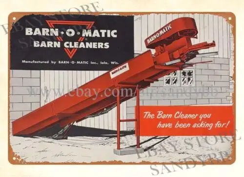 1p,BARN O MATIC CLEANER SILO FEEDER DAIRY CATTLE FARMING metal tin sign home decor