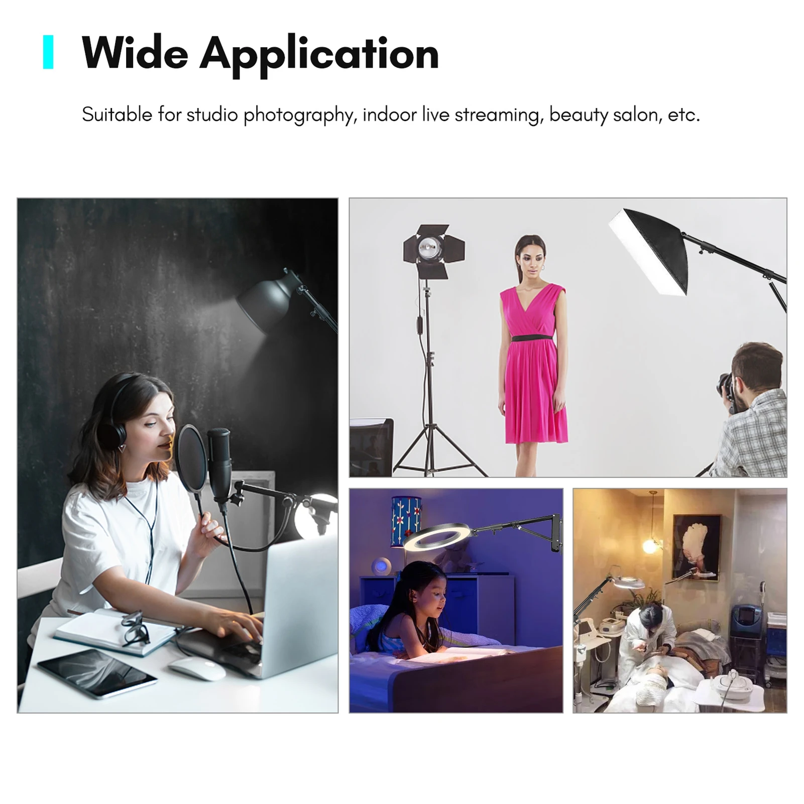 Wall Mounting Triangle Boom Arm Light Stand for Monolight Softbox Reflector Ring Light 5kg Load Capacity 180° Rotatable