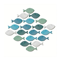 20Pcs Wooden Fish Sculpture Decorations Coastal Beach Wall Hangings Ornaments A0KF