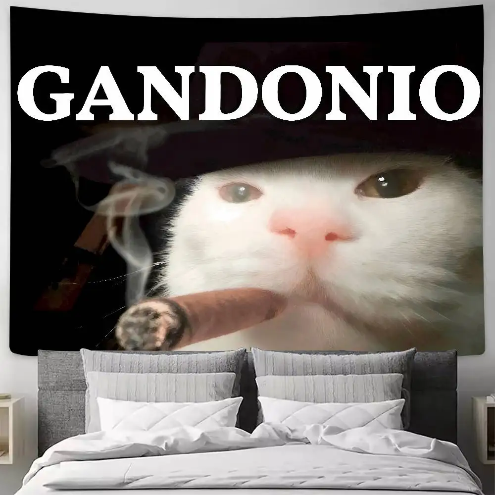 XXL Hot Funny MEME Cat Tapestry Decoration Bedroom Dormitory Background Cloth Holiday Home Party Living Room Club Tapestry