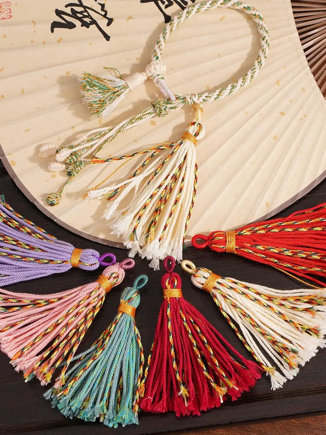 Fil de coton torsadé à la main coloré de 75mm de Long, 1 pièce, pompon de Style tibétain, décoration artisanale, bricolage, signet, porte-clés, matériaux de fabrication