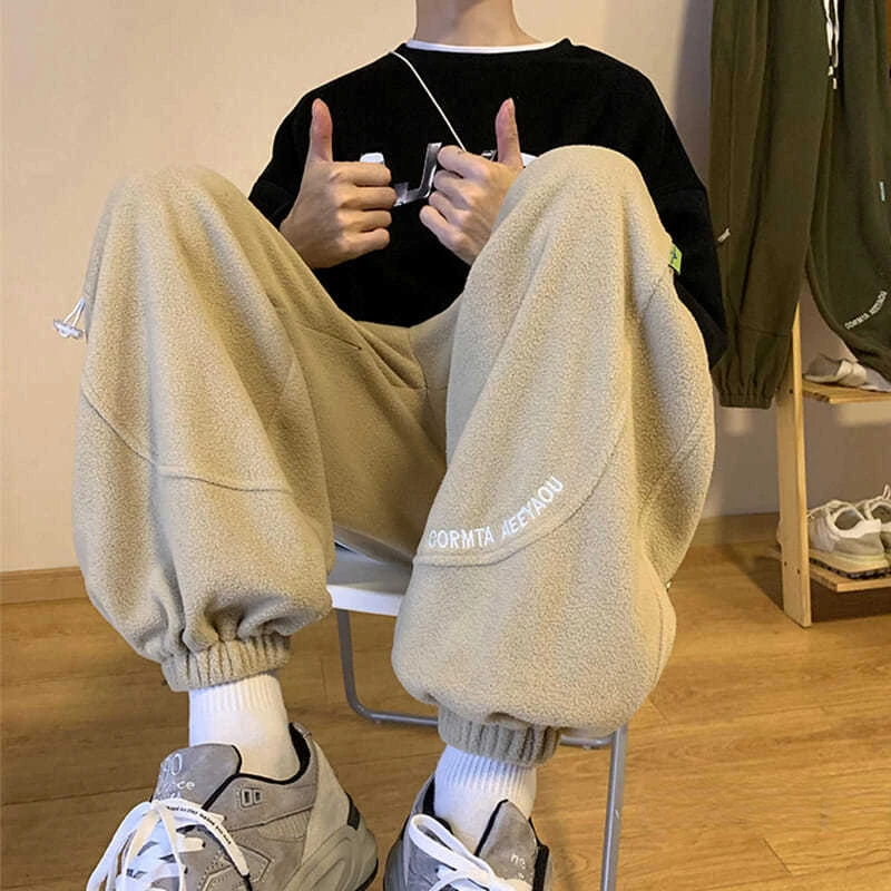 

Men's Sweatpants Baggy Joggers Oversized Streetwear Harem Fleece Pants Winter Casual Baggy Sports Straight Patchwork Trousers