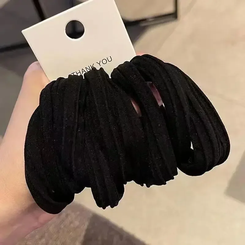 Cuerda de pelo sin costuras de alta elasticidad para mujer, soporte de cola de caballo duradero para niñas, banda de goma, accesorios para el cabello, 5 unids/lote por bolsa