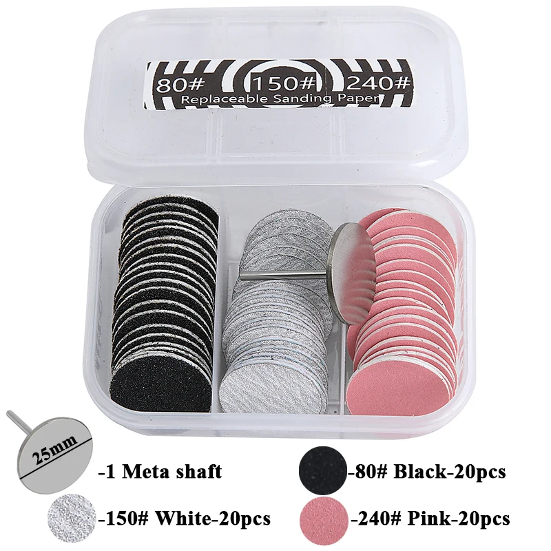 TFSCLOIN 60 шт./кор. 25 мм сменная шлифовальная бумага с наборами дисковых подушечек для удаления мозолей на ногах, полировка, педикюр, маникюрный набор инструментов