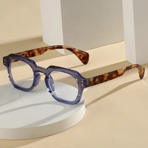 Imagen 2 del producto Gafas de presbicia con montura grande y gruesa, lentes de alta calidad con contraste de pierna de primavera, antiluz azul