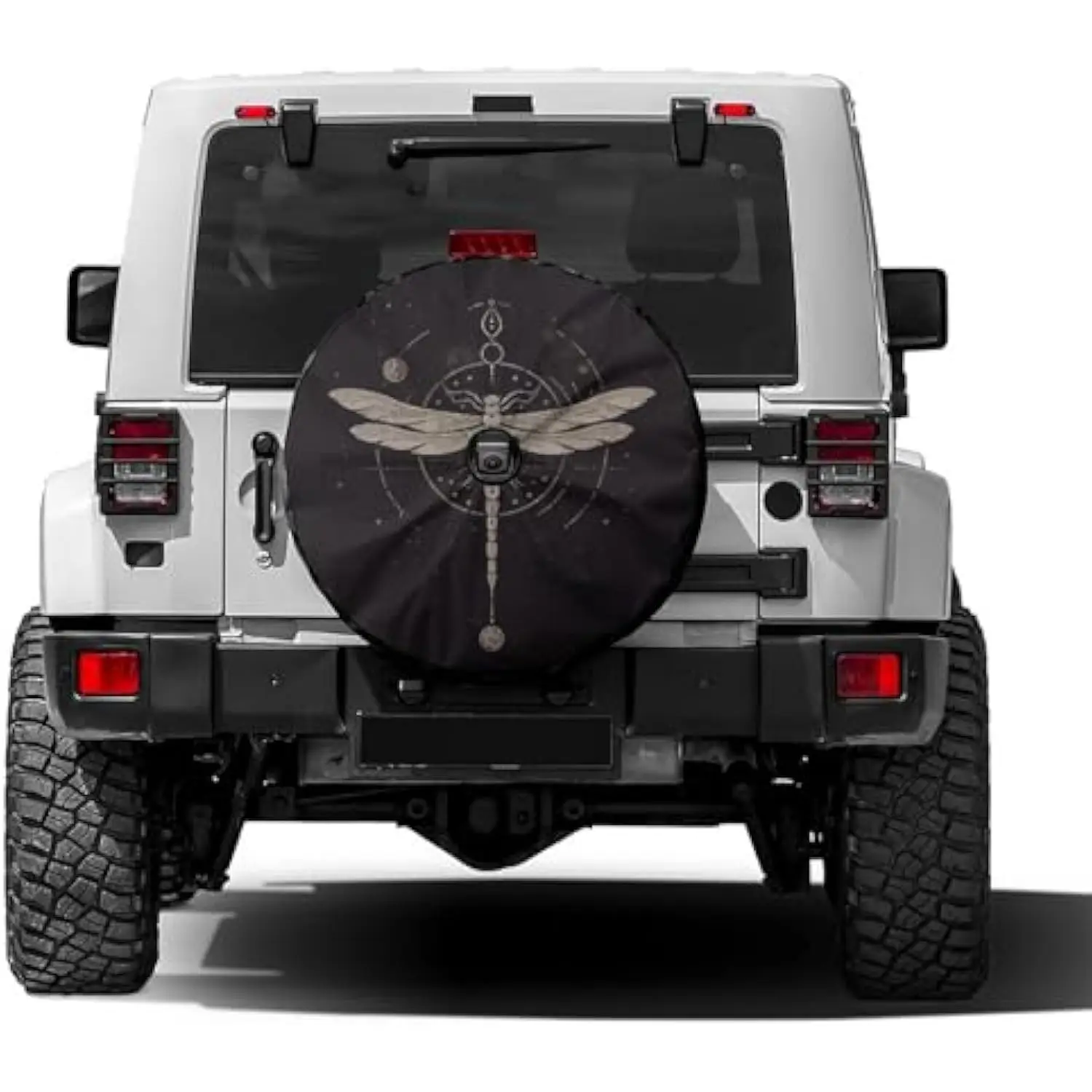 Dragonfly Geometric Symbol Spare Tire Cover Polyester Fiber Jeep RV Van SUV Tire Protector