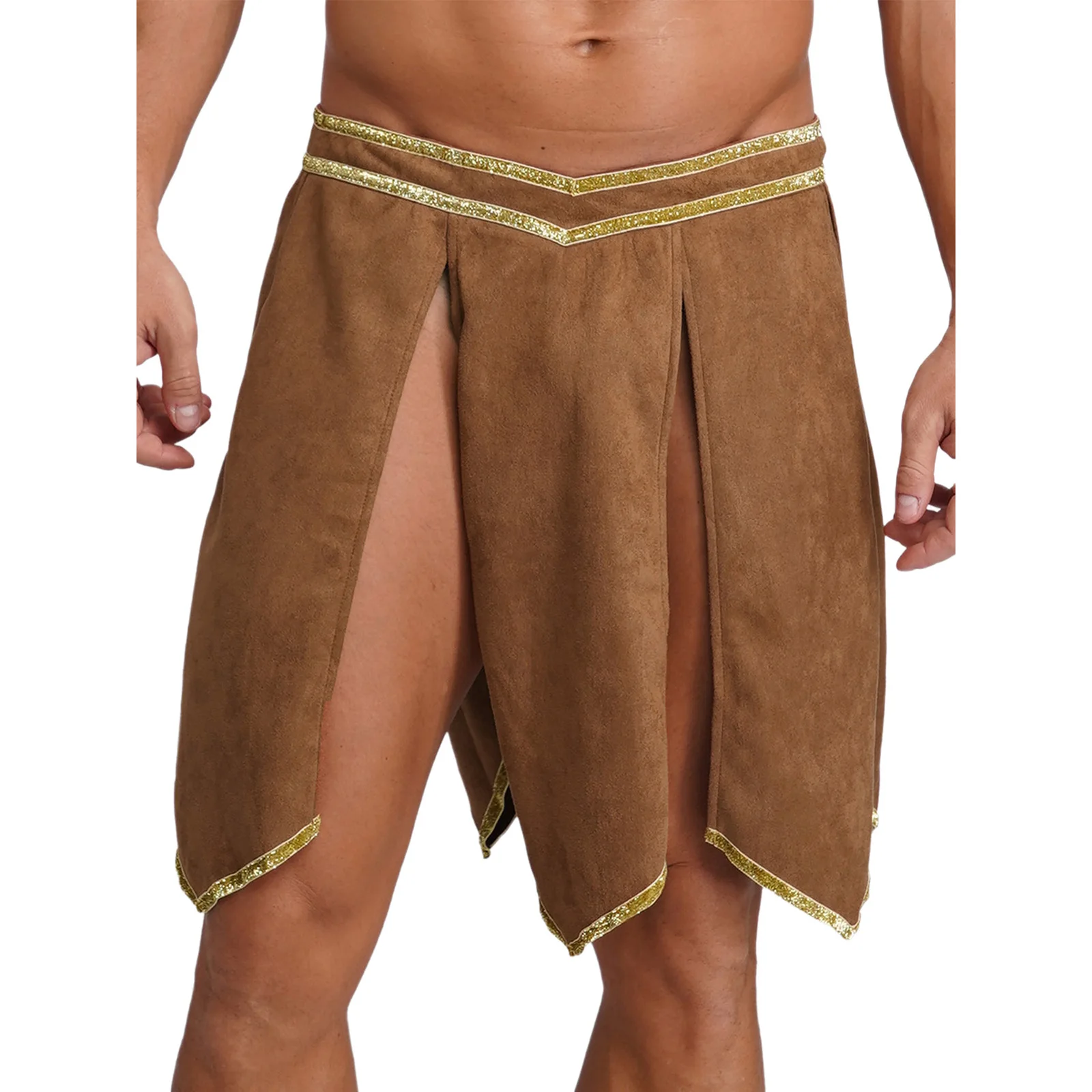 Men's Medieval Roman Gladiator Performance Skirt Faux Suede Armor Skirt for Halloween Greek Warrior Knight Cosplay Costumes