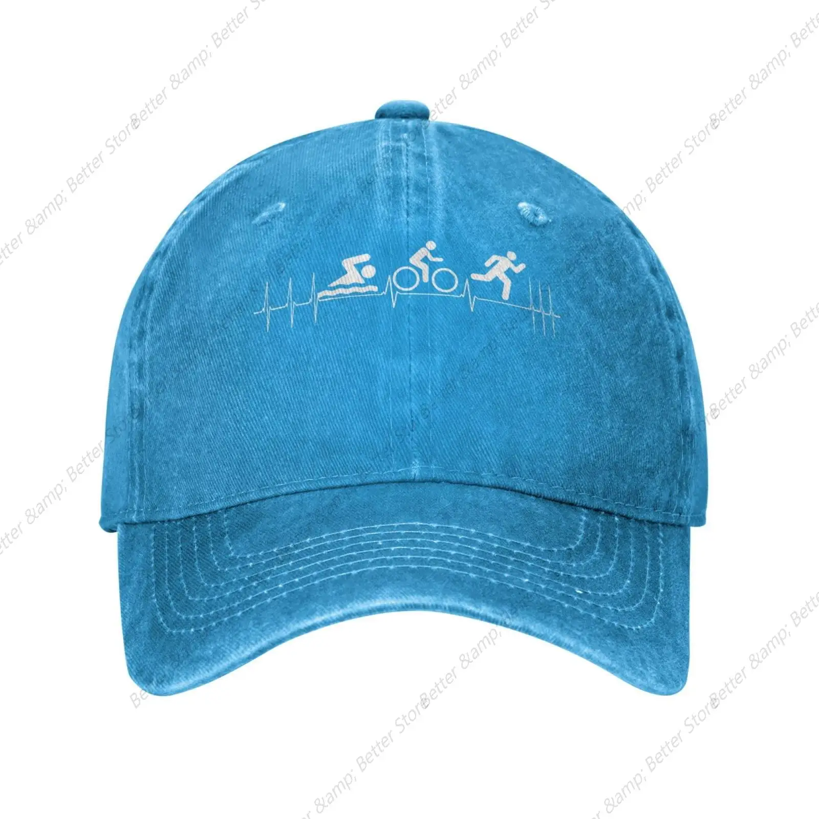 Sombrero de vaquero ajustable con latido de corazón para triatlón, gorro informal de viaje al aire libre, sombreros de mezclilla lavados