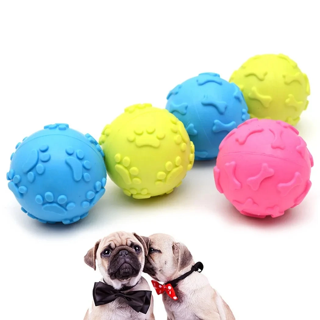 Pet dog footprint ball toys, suitable for small dogs rubber chew puppy toys Dog things dog toys pet supplies