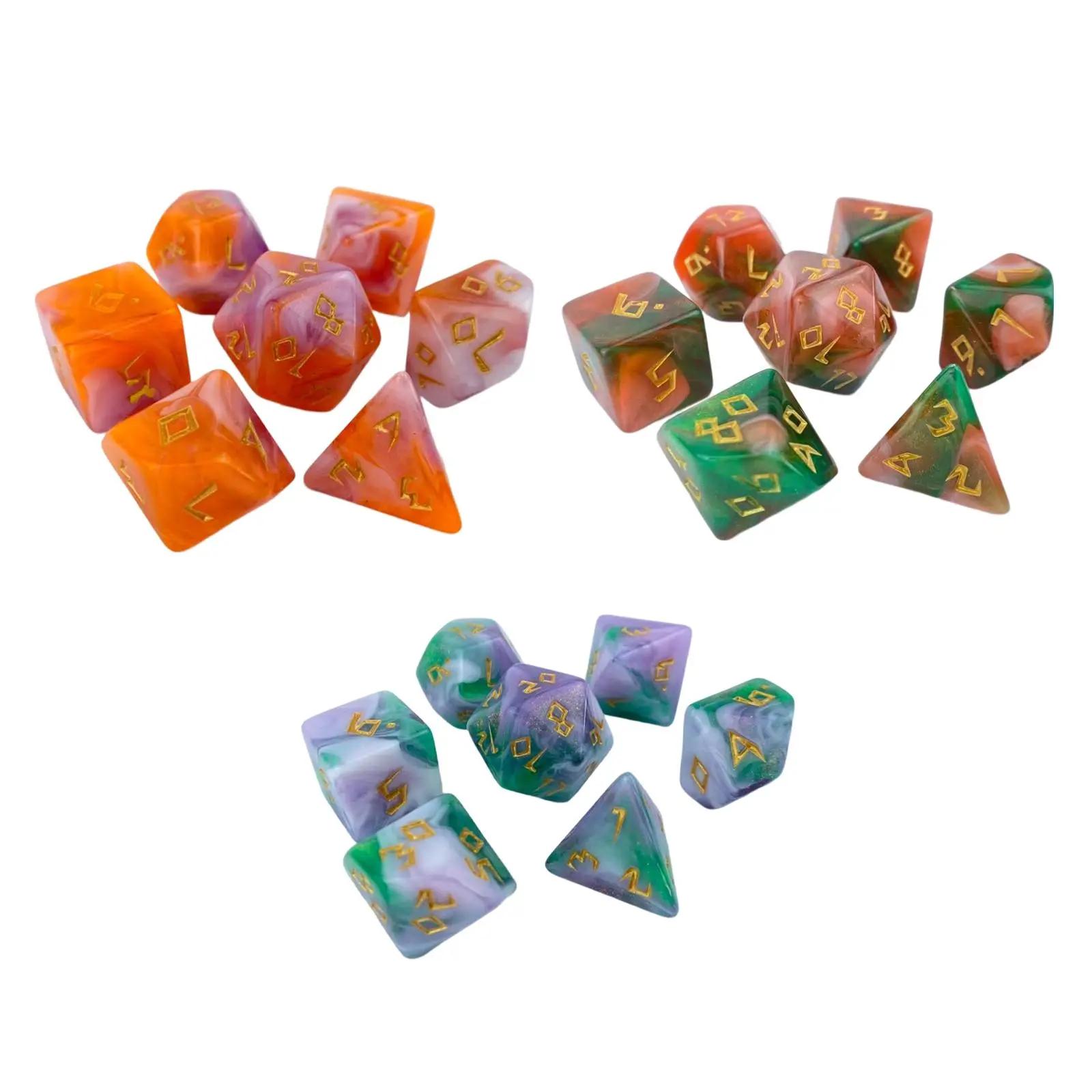 7Pcs Multi Sided Dices Polyhedral Dice for Dice Collection Teaching Props Tabletop Adventure Games Creative Gifts Entertainment