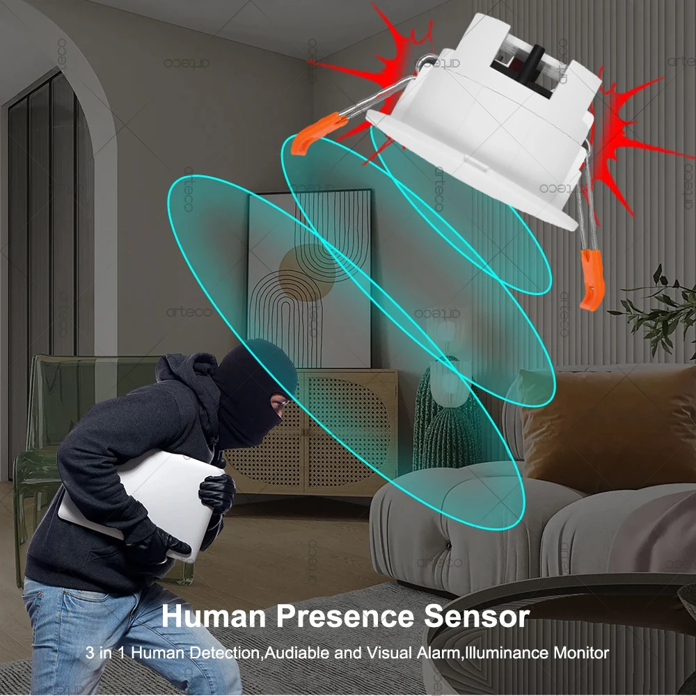 Tuya WiFi زيجبي وجود الإنسان الاستشعار 24G MmWave الرادار الإنارة/المسافة مايكرو كشف الحركة سقف جبل وجود الاستشعار