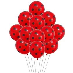 12 Pcs 12 Inch Red Black Blue Green Polka Dot Latex Balloons Ladybug Birthday Party Decoration Baby Shower Girls Party Supplies