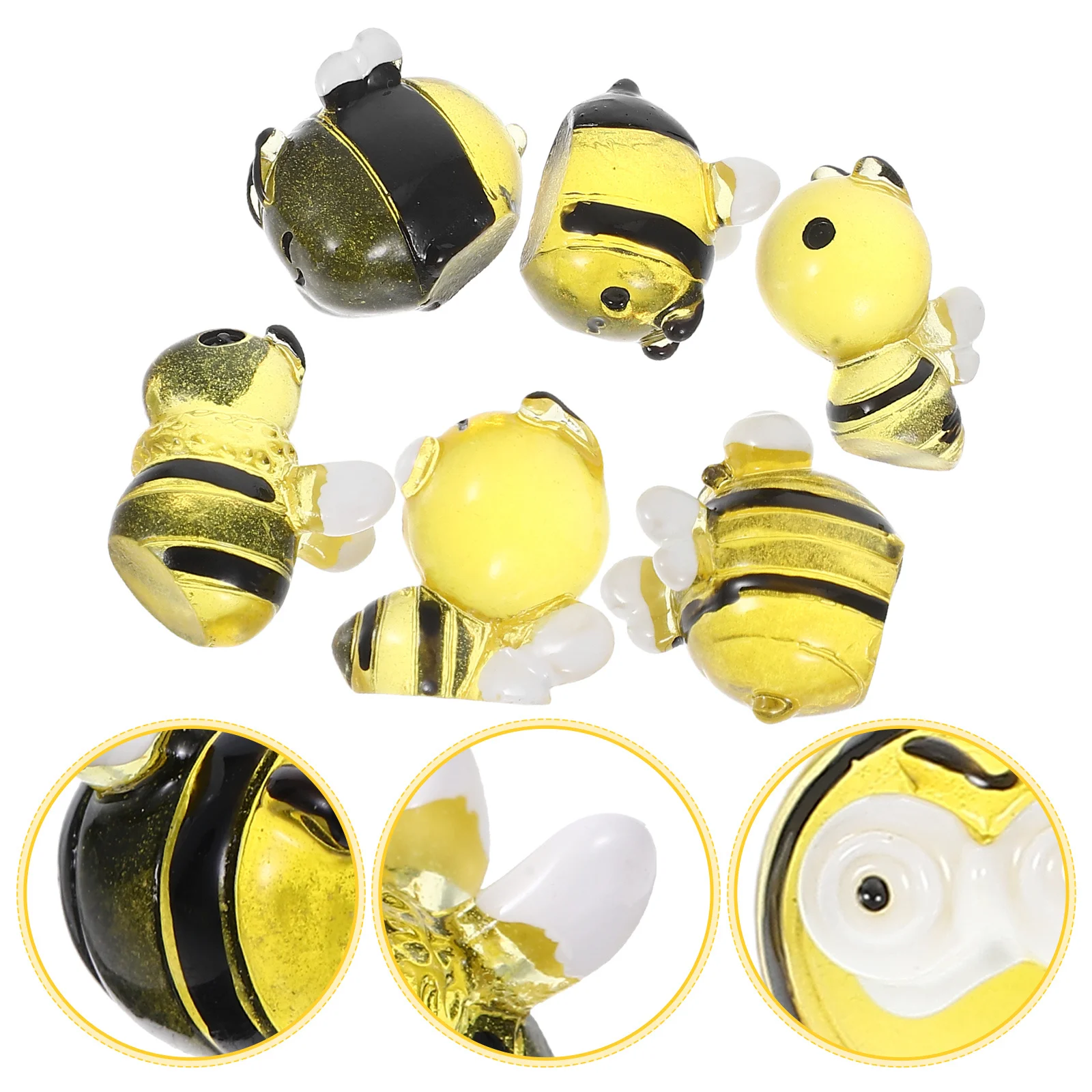

6Pcs Micro Resin Bees Durable Glow in The Dark for DIY Garden Ornaments Art Craft Supplies Hair Accessories Miniature