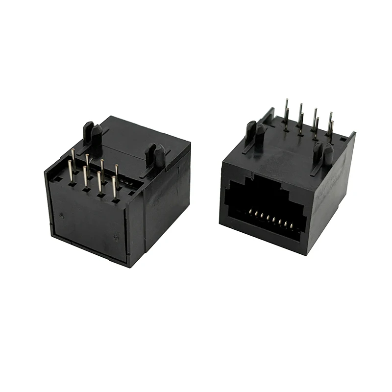 

5621 RJ45 цельнопластиковая сетевая розетка 8P8C горизонтальный интерфейс сетевого кабеля на 90 градусов Черный круглый штифт L = 17,6