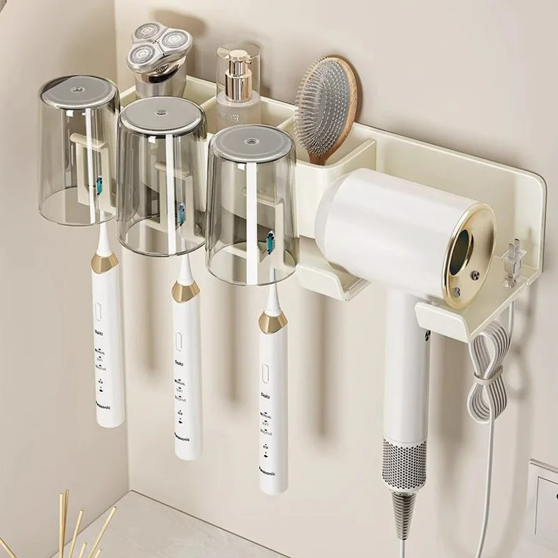 

Toothbrush Shelf No Punching Toilet Shelf Toilet Bathroom Mouthwash Cup Multifunctional Hair Dryer Integrated Rack