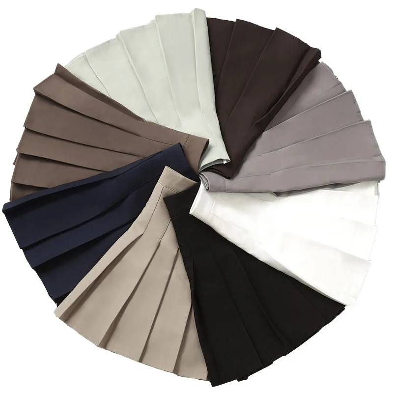 여학생 교복 갈색 치마 여성 2025 여름옷 여성용 하이웨이스트 하라주쿠 한국 스타일 블랙 미니 플리츠 스커트