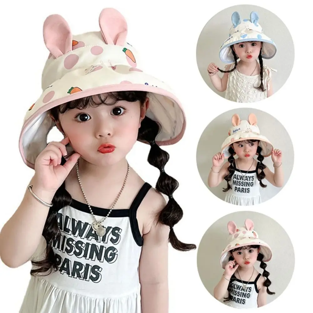 

Polyester Kids Sun Hats New Big Eaves Windproof Fisherman Hat UV Protection Fashion Sun Visor Hat Kids