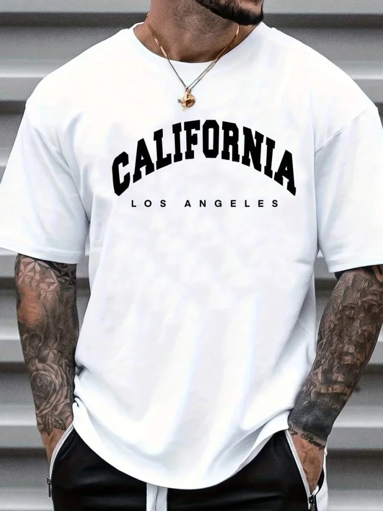 ثلاثية الأبعاد كاليفورنيا إلكتروني طباعة الرجال فضفاض تي شيرت الحضرية الشارع الرجال الموضة قصيرة الأكمام قمة الصيف اليومية عادية تي شيرت رجالي
