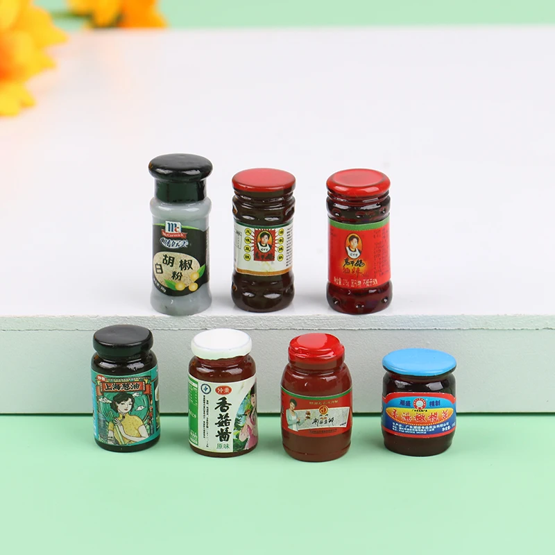 5Pcs 1:12 Dollhouse Miniature Condiment Model Mini Kitchen Scenen Decoration Dollhouse Accessories Kids Pretend Play Toys