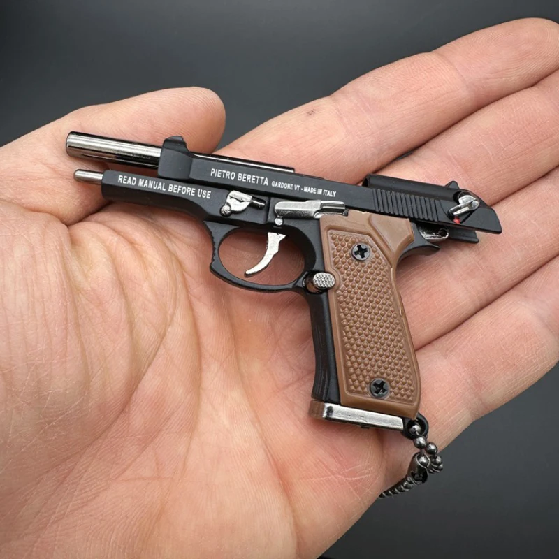 1:3 Metal Miniature Model Inscriptions 92F Static Disassembly Toy Gun Pistol Keychain, Boy Friend Birthday Gift Weapon for Adult