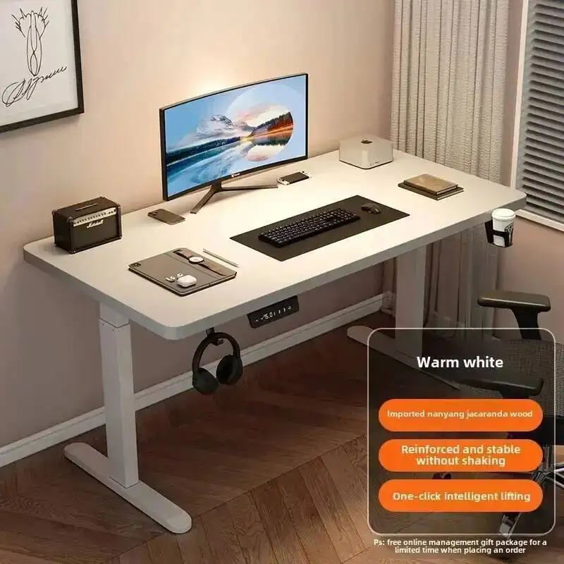 Electric Solid Wood Lifting Table, Intelligent Computer Table, Home Study Desk, Office Desk, Gaming Table, Bedroom Workbench